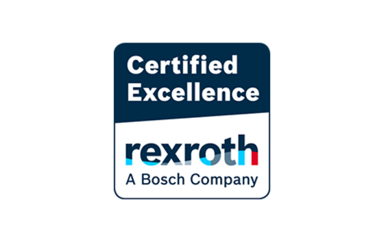 Logo von Rexroth, A Bosch Company, mit der Aufschrift "Certified Excellence".