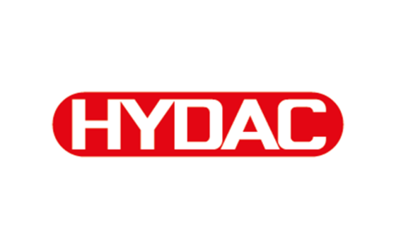 Rotes HYDAC-Logo auf weißem Hintergrund.
