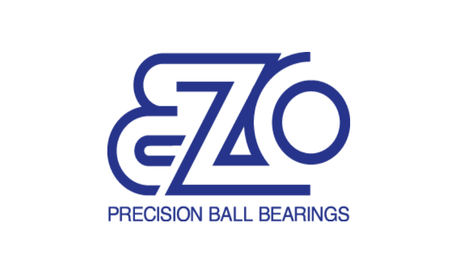 Das Logo von EZO mit dem Schriftzug "Precision Ball Bearings" in Blau.