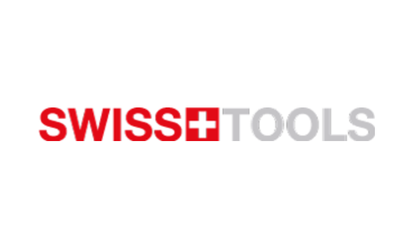 Logo mit dem Text "SWISS TOOLS" und einem roten Kreuz.