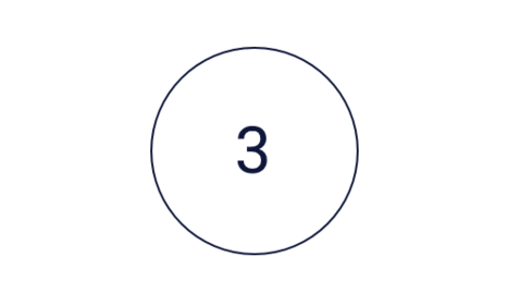Eine schwarze Zahl 3 in einem schwarzen Kreis auf weißem Hintergrund.