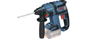Ein kabelloser Bohrhammer mit 18V-Akku und ergonomischem Griff.