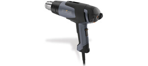 Das Bild zeigt ein schwarzes und graues Heißluftgebläse mit der Beschriftung "Steinel HG 2320 E".