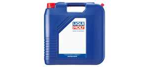 Ein blauer Kunststoffkanister mit dem Logo von Liqui Moly und der Aufschrift "Made in Germany".